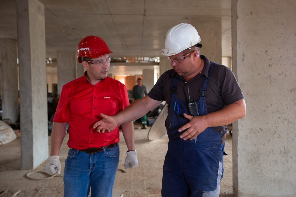 Construction site Guards communicating